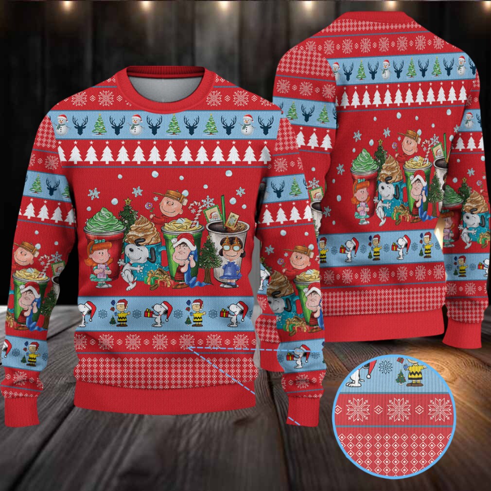 Snoopy Christmas Coffee Cups Christmas Knitted Sweater Snoopy Christmas Coffee Cups Christmas Knitted Sweater