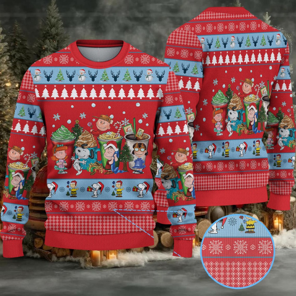Snoopy Christmas Coffee Cups Christmas Knitted Sweater Snoopy Christmas Coffee Cups Christmas Knitted Sweater