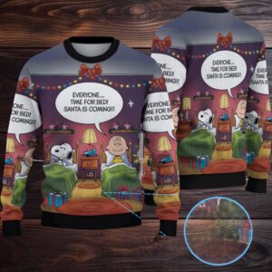 Snoopy Time For Bed Christmas Knitted Sweater