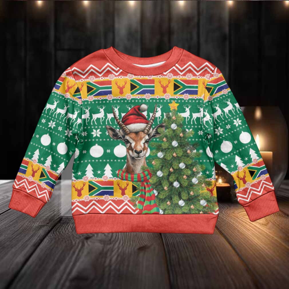 South Africa Christmas Kid Ugly Christmas Sweater Springbok With Christmas Tree South Africa Christmas Kid Ugly Christmas Sweater Springbok With Christmas Tree