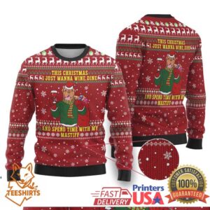 Spend Time With My Mastiff Christmas Ugly Christmas Sweater Xmas Holiday Patterns