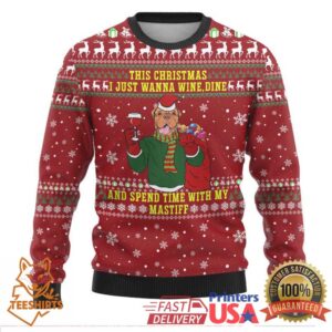 Spend Time With My Mastiff Christmas Ugly Christmas Sweater Xmas Holiday Patterns
