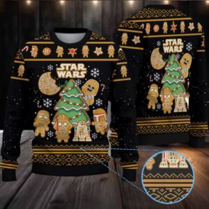 Star Wars Gingerbread Cookies Christmas Knitted Sweater Star Wars Gingerbread Cookies Christmas Knitted Sweater