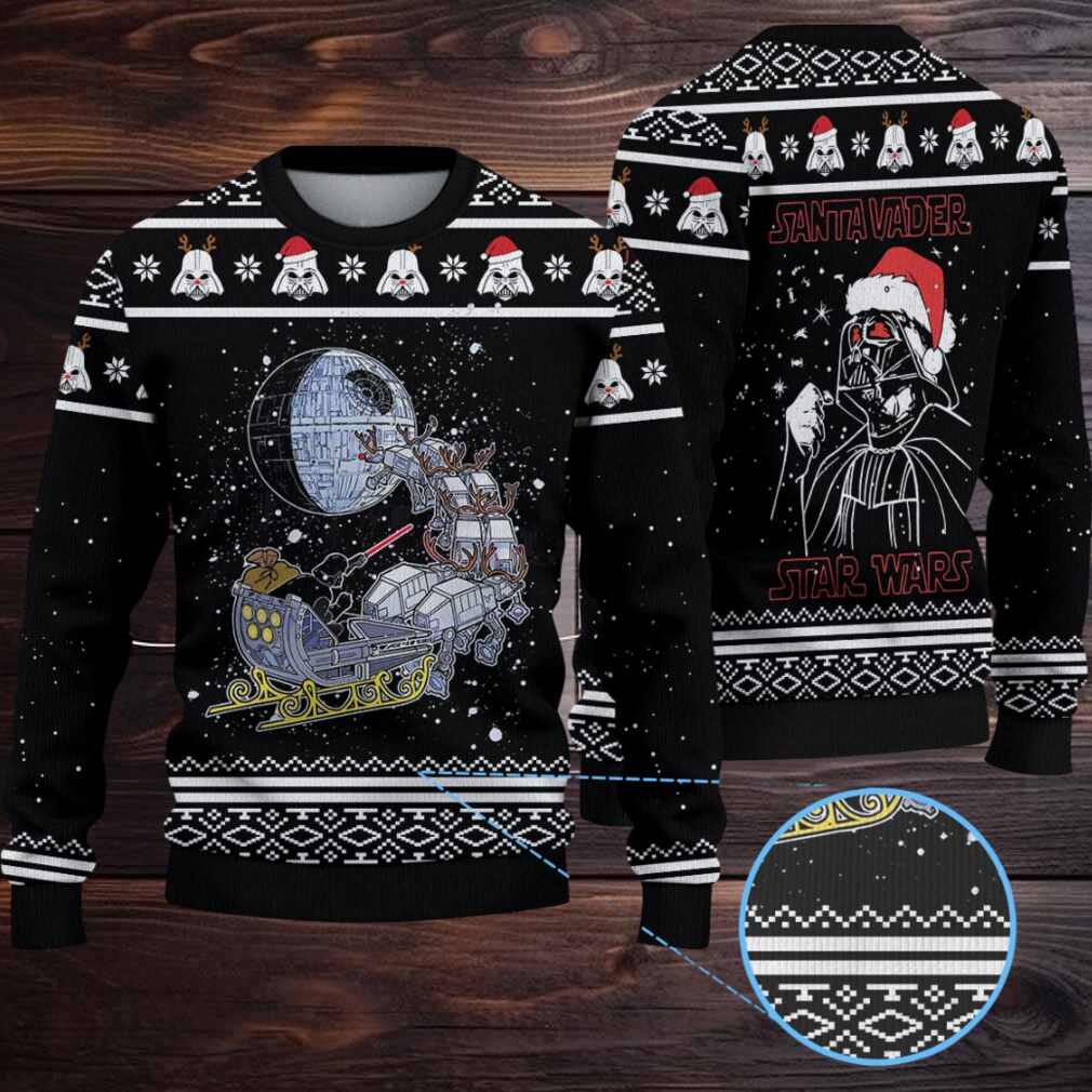 Star Wars Santa Darth Vader Open Sleigh Christmas Lights Christmas Knitted Sweater Star Wars Santa Darth Vader Open Sleigh Christmas Lights Christmas Knitted Sweater