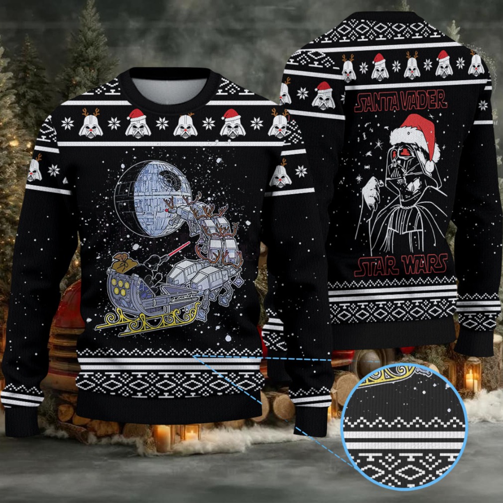 Star Wars Santa Darth Vader Open Sleigh Christmas Lights Christmas Knitted Sweater Star Wars Santa Darth Vader Open Sleigh Christmas Lights Christmas Knitted Sweater