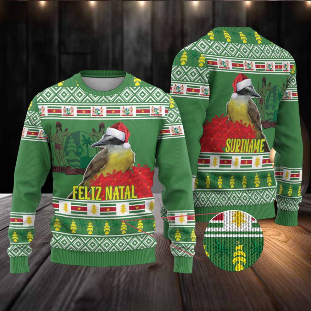 Suriname Christmas Ugly Christmas Sweater Lesser Kiskadee With White Jungle Geranium Suriname Christmas Ugly Christmas Sweater Lesser Kiskadee With White Jungle Geranium