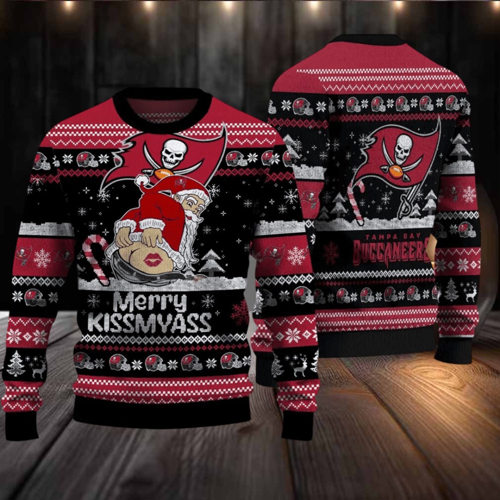 Tampa Bay Buccaneers Merrykissmyass Ugly Christmas Sweater Tampa Bay Buccaneers Merrykissmyass Ugly Christmas Sweater