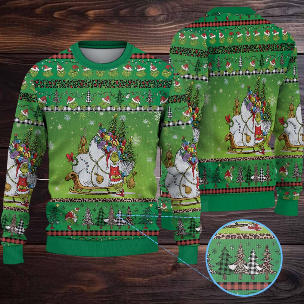 The Grinch & Max with Sleigh Christmas Knitted Sweater The Grinch & Max with Sleigh Christmas Knitted Sweater