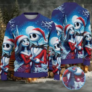 The Nightmare Before Christmas Jack And Sally Christmas Knitted Sweater