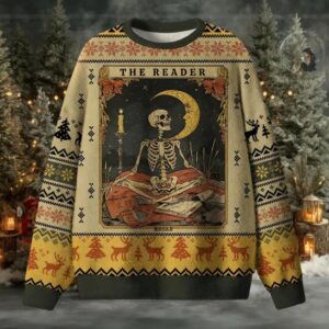 The Reader Skeleton Ugly Christmas Sweater