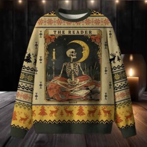The Reader Skeleton Ugly Christmas Sweater