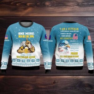 U.S. Coast Guard One More Beer For The Veteran Here Ugly Christmas Sweater Men Women