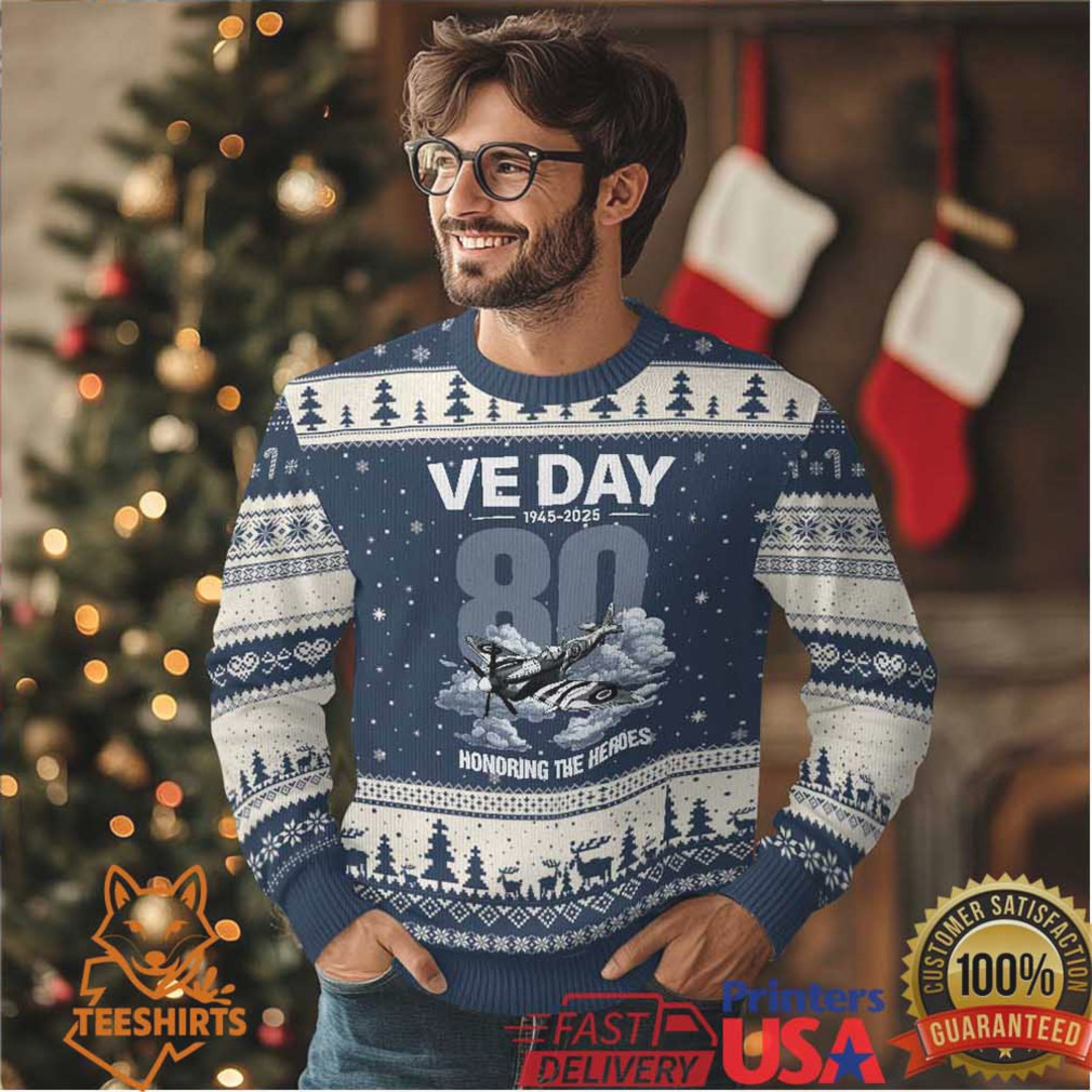 VE Day 80th Anniversary Ugly Christmas Sweater 2025 Celebration WWII Remembrance Retro VE Day 80th Anniversary Ugly Christmas Sweater 2025 Celebration WWII Remembrance Retro