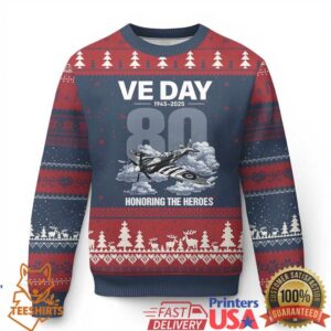 VE Day 80th Anniversary Ugly Christmas Sweater 2025 Celebration WWII Remembrance Retro
