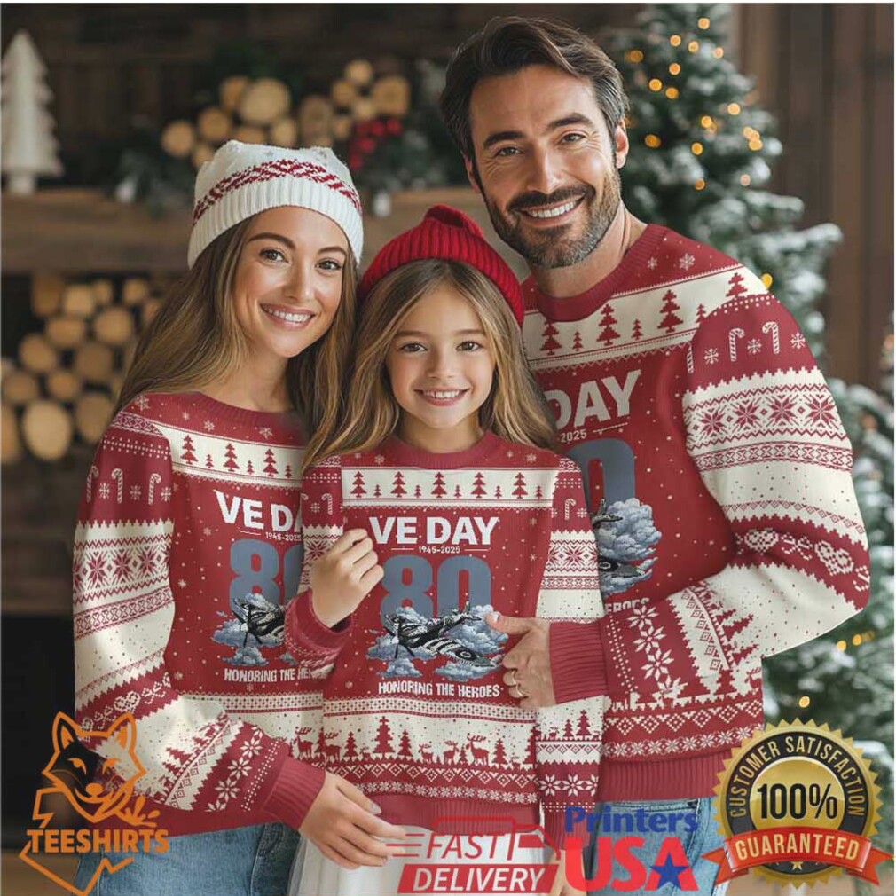 VE Day 80th Anniversary Ugly Christmas Sweater 2025 Celebration WWII Remembrance Retro VE Day 80th Anniversary Ugly Christmas Sweater 2025 Celebration WWII Remembrance Retro