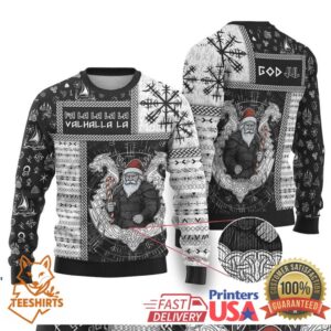Viking Christmas Ugly Christmas Sweater Fa La La La Valhalla La