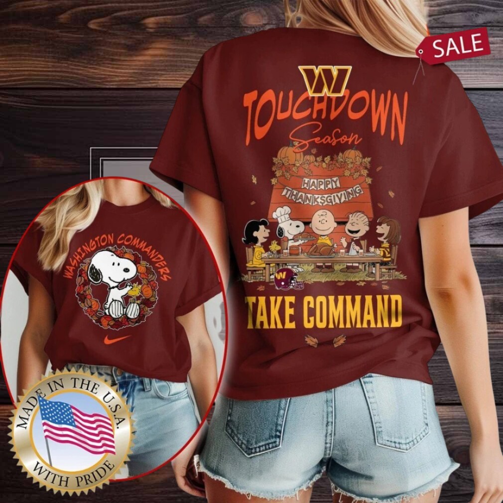 Washington Commanders NFL Snoopy Peanuts Touchdown Season Happy Thanksgiving Shirt Washington Commanders NFL Snoopy Peanuts Touchdown Season Happy Thanksgiving Shirt