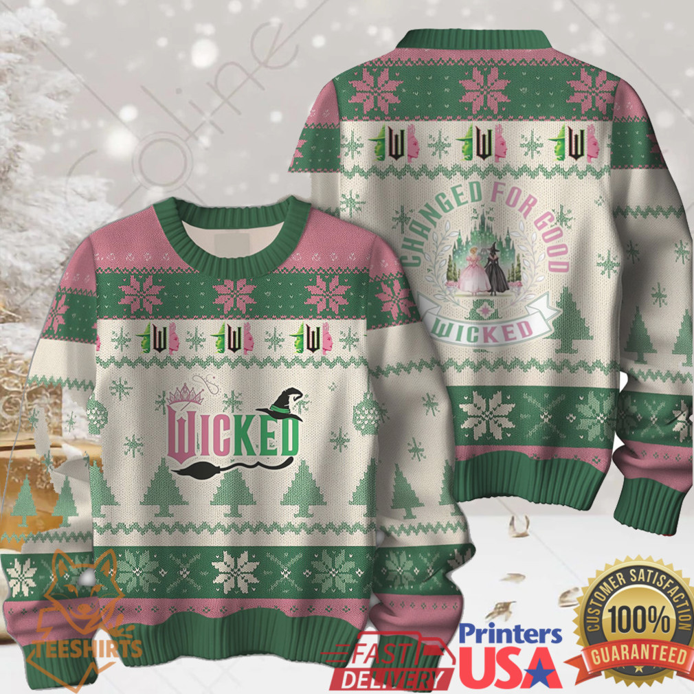Wicked Adult Glinda and Elphaba Knit Ugly Christmas Sweater Wicked Adult Glinda and Elphaba Knit Ugly Christmas Sweater