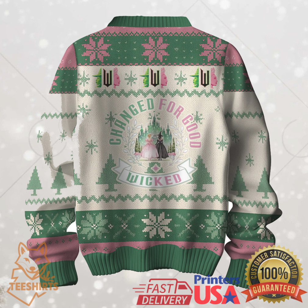 Wicked Adult Glinda and Elphaba Knit Ugly Christmas Sweater Wicked Adult Glinda and Elphaba Knit Ugly Christmas Sweater