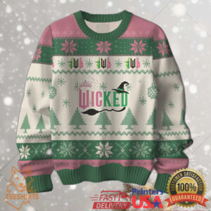 Wicked Adult Glinda and Elphaba Knit Ugly Christmas Sweater
