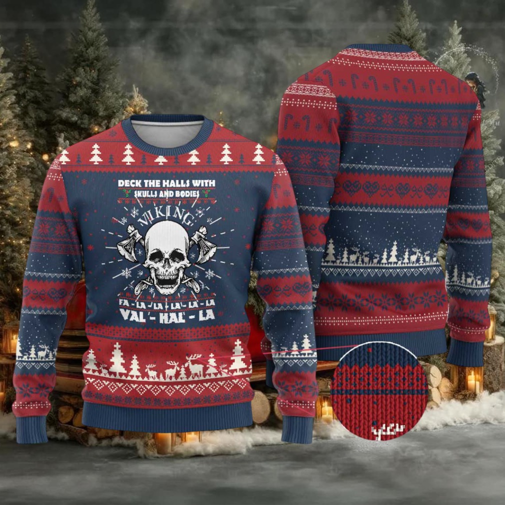 Xmas Viking Valhalla Ugly Christmas Sweater Deck The Halls With Skulls And Bodies Xmas Viking Valhalla Ugly Christmas Sweater Deck The Halls With Skulls And Bodies