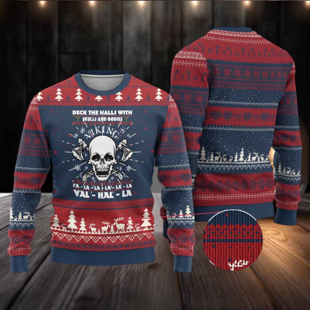 Xmas Viking Valhalla Ugly Christmas Sweater Deck The Halls With Skulls And Bodies Xmas Viking Valhalla Ugly Christmas Sweater Deck The Halls With Skulls And Bodies