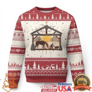 Xmas Western Ugly Christmas Sweater True Story Jesus Cowboy Nativity Scene