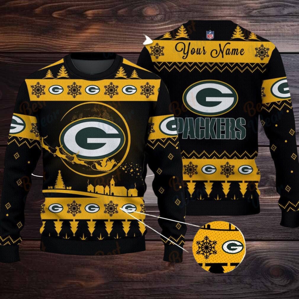 Yellow Green Bay Packers NFL Ugly Christmas Sweater Name Customized Yellow Green Bay Packers NFL Ugly Christmas Sweater Name Customized