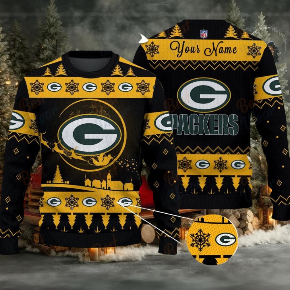 Yellow Green Bay Packers NFL Ugly Christmas Sweater Name Customized Yellow Green Bay Packers NFL Ugly Christmas Sweater Name Customized
