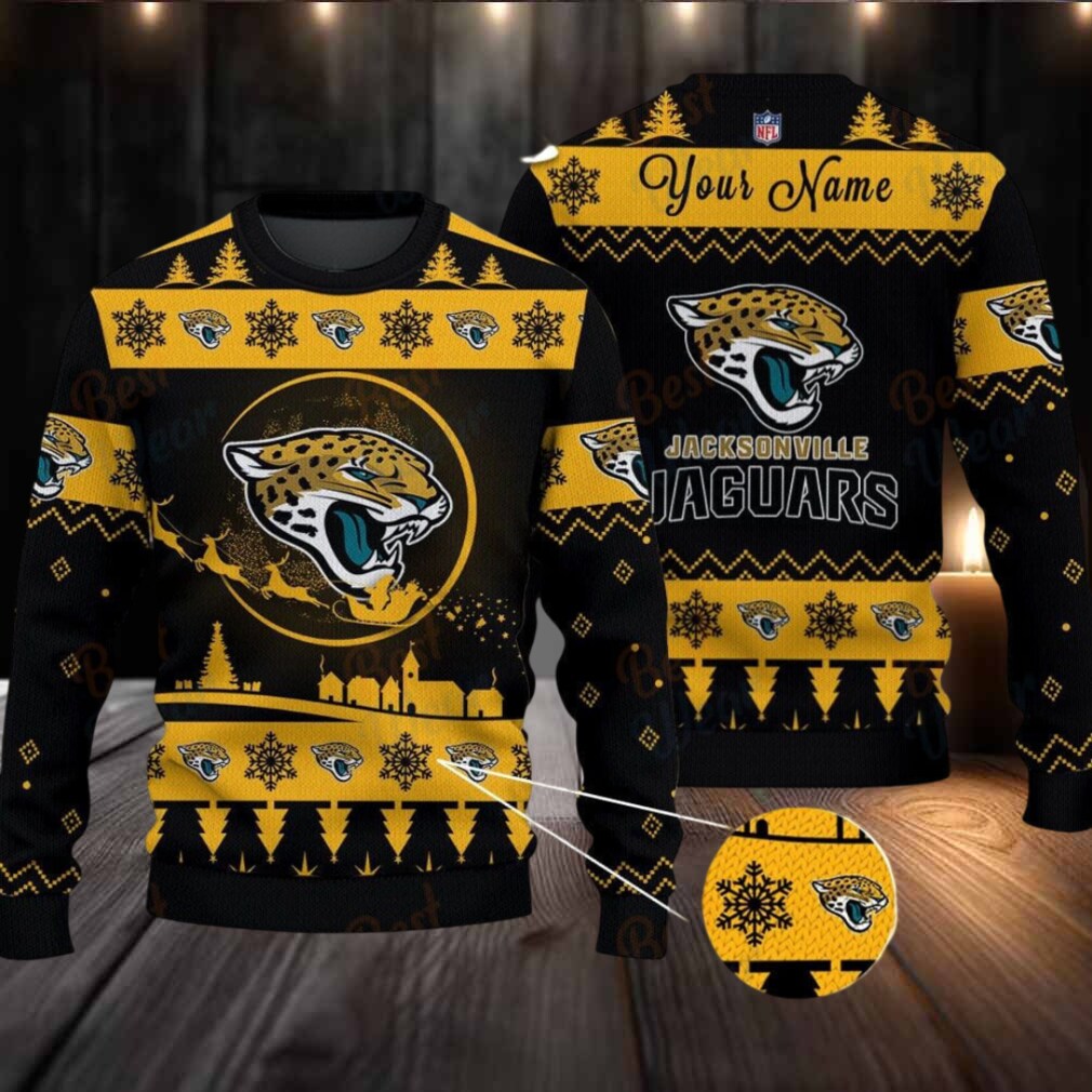 Yellow Jacksonville Jaguars NFL Ugly Christmas Sweater Name Customized Yellow Jacksonville Jaguars NFL Ugly Christmas Sweater Name Customized