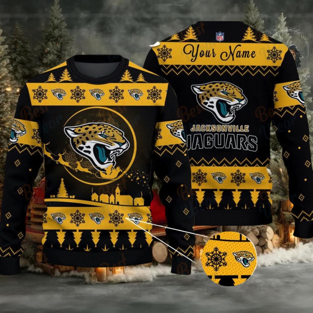 Yellow Jacksonville Jaguars NFL Ugly Christmas Sweater Name Customized Yellow Jacksonville Jaguars NFL Ugly Christmas Sweater Name Customized