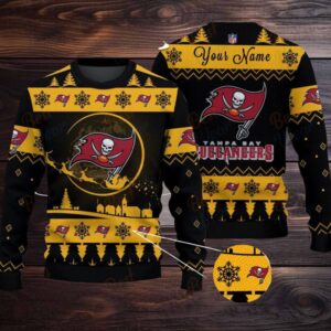 Yellow Tampa Bay Buccaneers NFL Ugly Christmas Sweater   Name Customized
