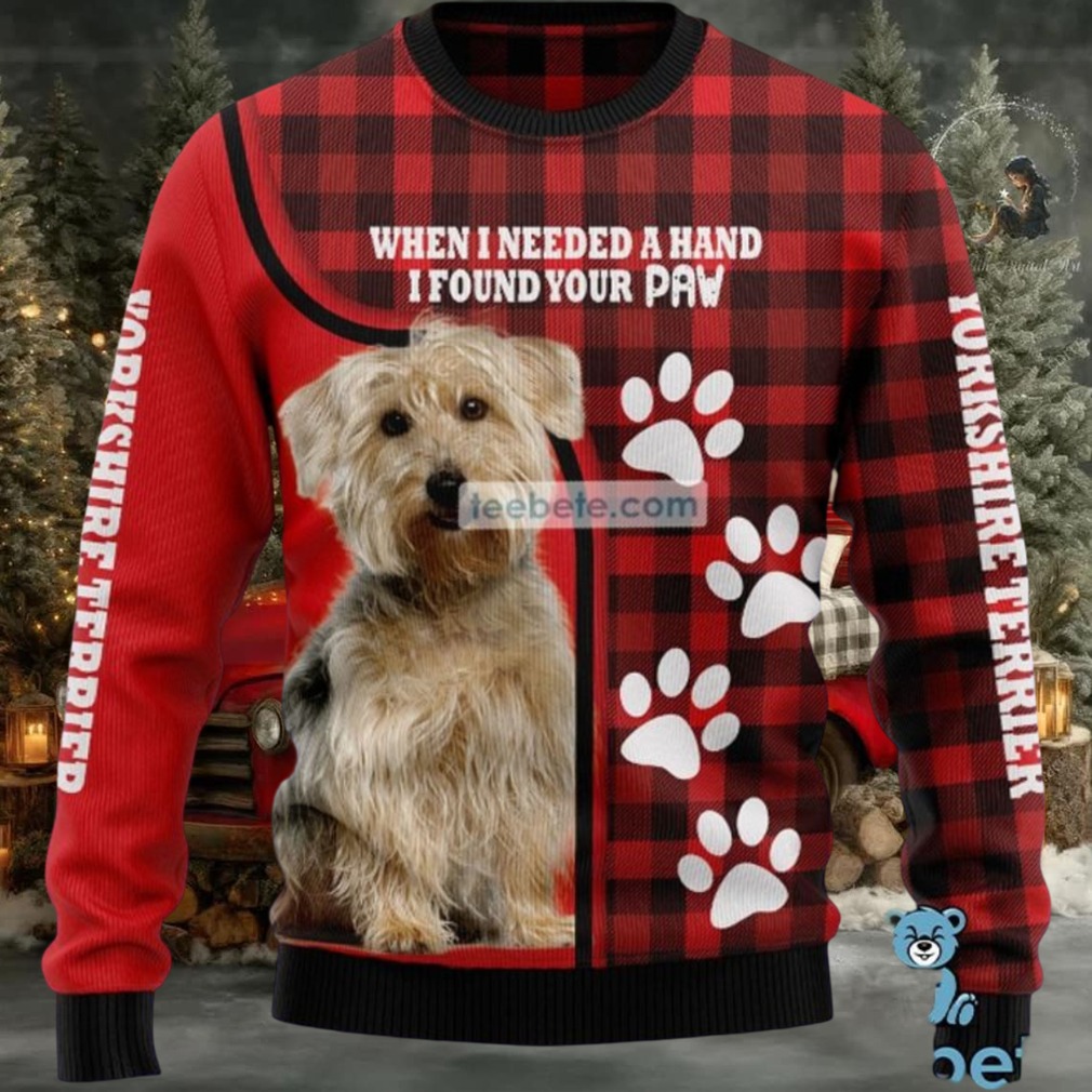 Yorkshire Terrier Paw Dog Dad Ugly Christmas Sweater Plus Size Red Yorkshire Terrier Paw Dog Dad Ugly Christmas Sweater Plus Size Red